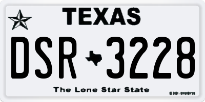 TX license plate DSR3228