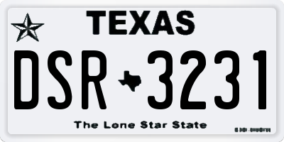 TX license plate DSR3231