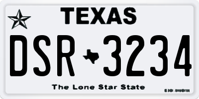 TX license plate DSR3234