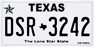 TX license plate DSR3242