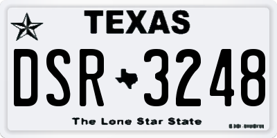 TX license plate DSR3248