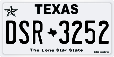 TX license plate DSR3252