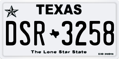 TX license plate DSR3258