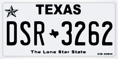TX license plate DSR3262