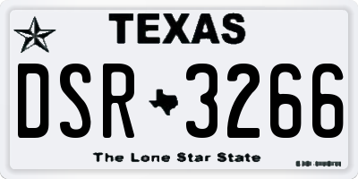 TX license plate DSR3266