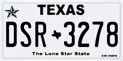 TX license plate DSR3278