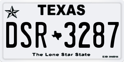 TX license plate DSR3287