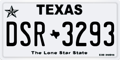 TX license plate DSR3293