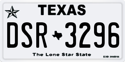 TX license plate DSR3296