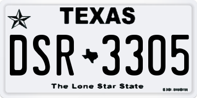 TX license plate DSR3305