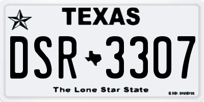 TX license plate DSR3307