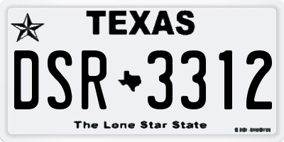 TX license plate DSR3312