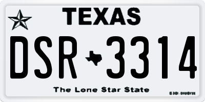 TX license plate DSR3314