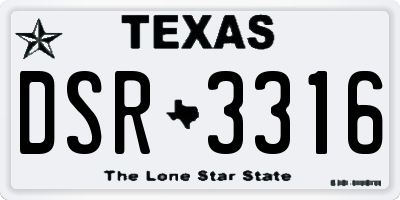 TX license plate DSR3316