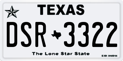 TX license plate DSR3322
