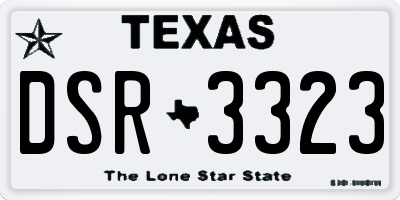 TX license plate DSR3323