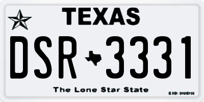 TX license plate DSR3331