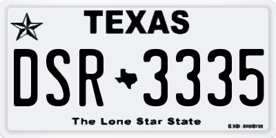 TX license plate DSR3335