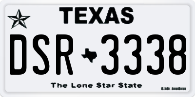 TX license plate DSR3338