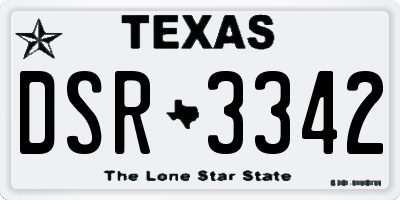 TX license plate DSR3342