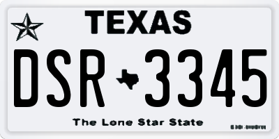 TX license plate DSR3345