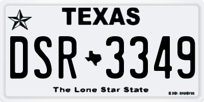 TX license plate DSR3349