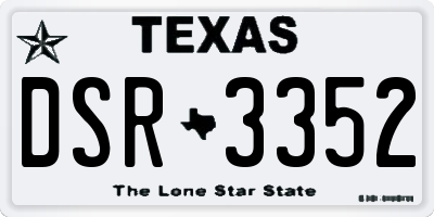 TX license plate DSR3352