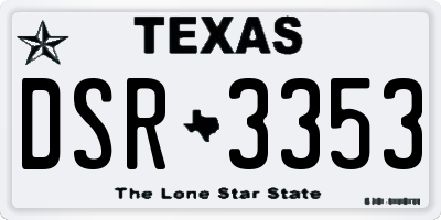 TX license plate DSR3353