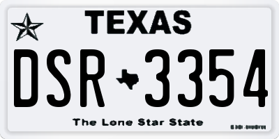 TX license plate DSR3354
