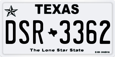 TX license plate DSR3362