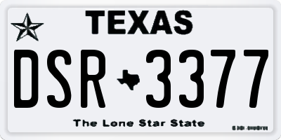 TX license plate DSR3377