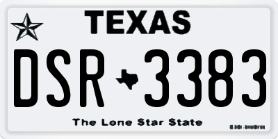 TX license plate DSR3383