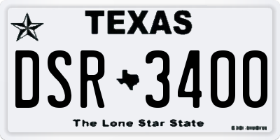 TX license plate DSR3400