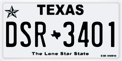 TX license plate DSR3401