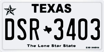 TX license plate DSR3403