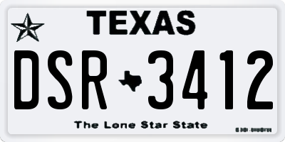 TX license plate DSR3412