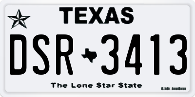 TX license plate DSR3413