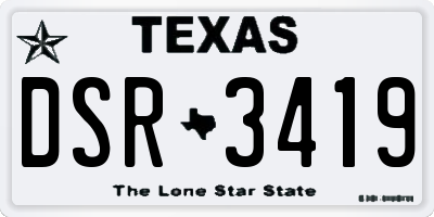TX license plate DSR3419