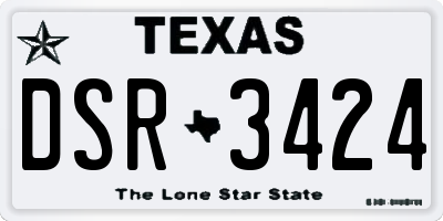TX license plate DSR3424
