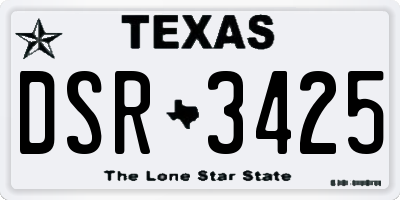 TX license plate DSR3425