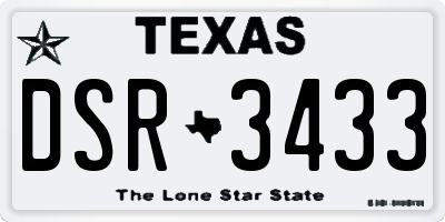 TX license plate DSR3433