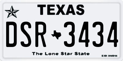 TX license plate DSR3434