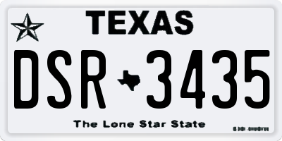 TX license plate DSR3435