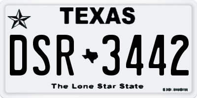 TX license plate DSR3442