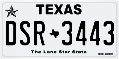 TX license plate DSR3443