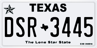 TX license plate DSR3445