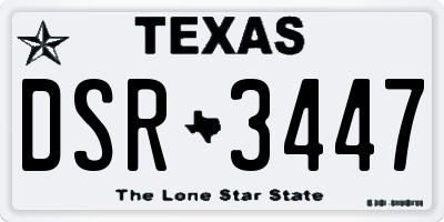 TX license plate DSR3447