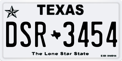 TX license plate DSR3454