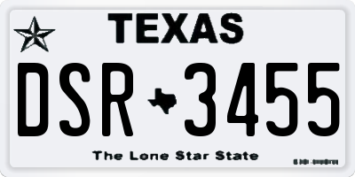 TX license plate DSR3455
