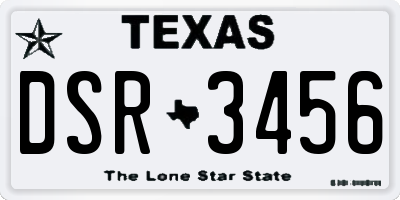 TX license plate DSR3456